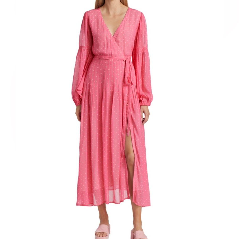 LoveShackFancy Elegant Pink Wrap Dress XS